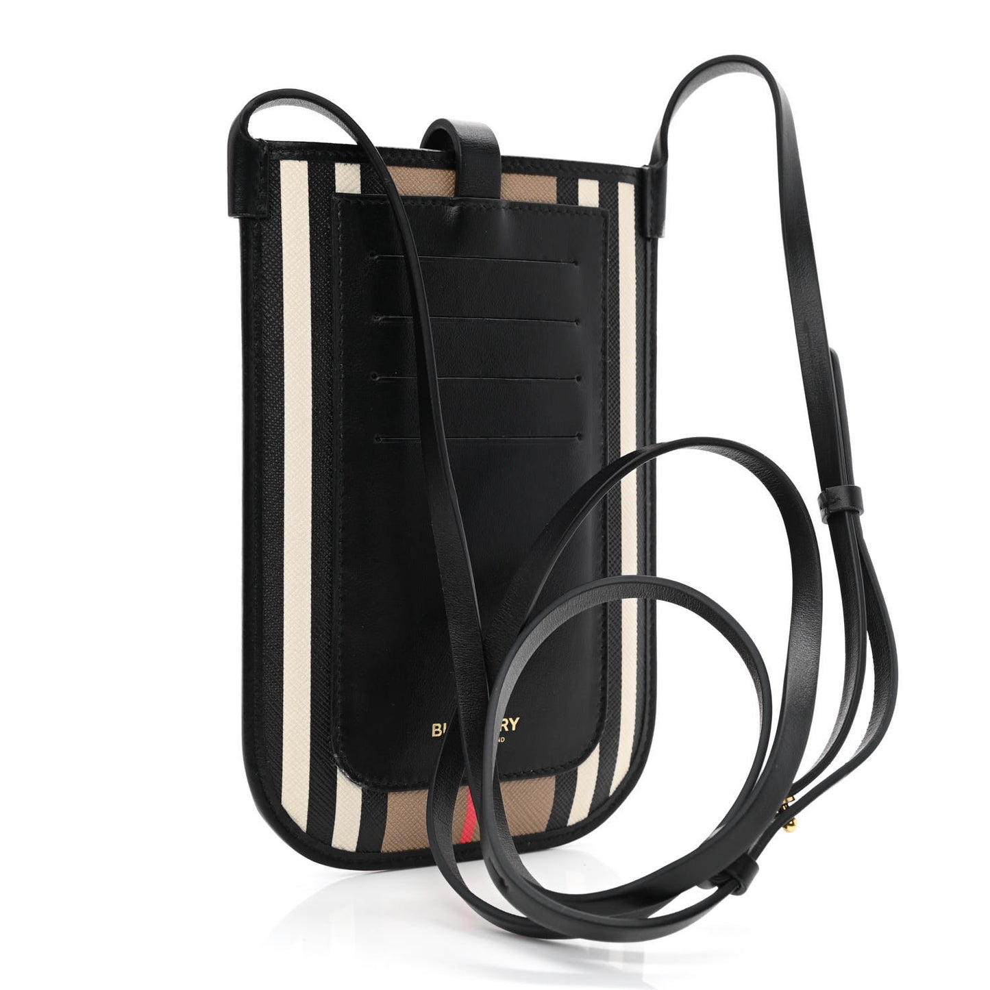 E-Canvas Calfskin Icon Stripe Anne Phone Case With Strap Archive Beige