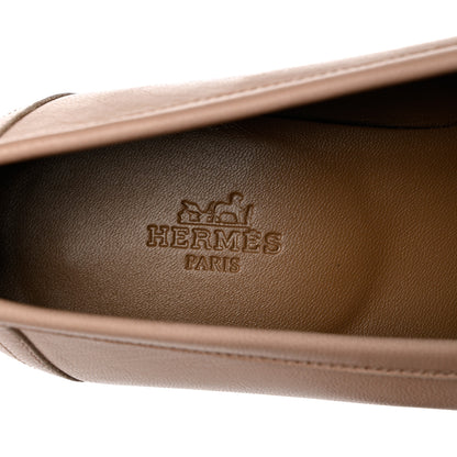 Hermes Chevre Womens Paris Loafers 37 Beige Nude 7 of 12