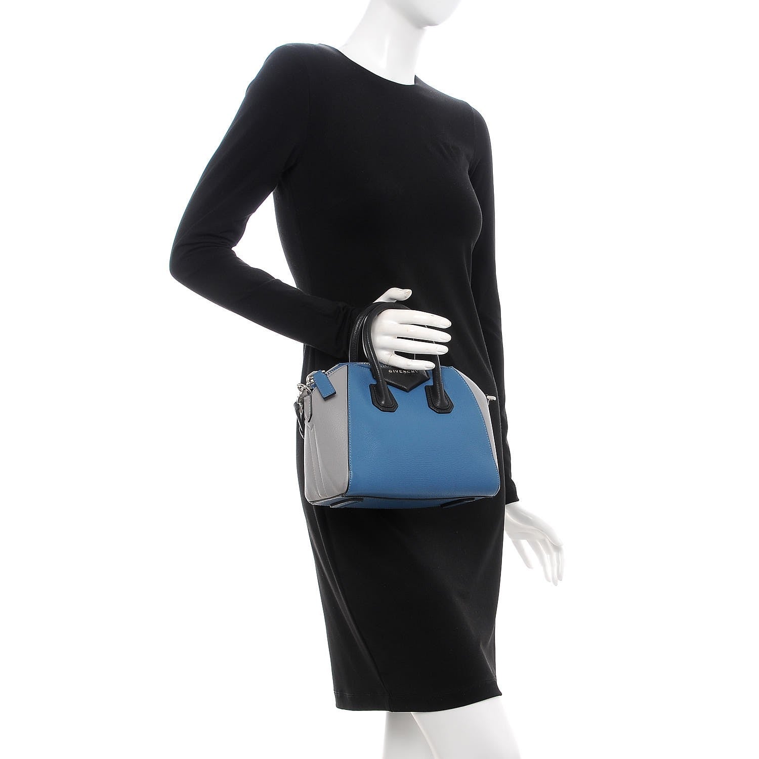 Givenchy Sugar Goatskin Mini Tri-Color Antigona Blue Grey Black 3 of 10