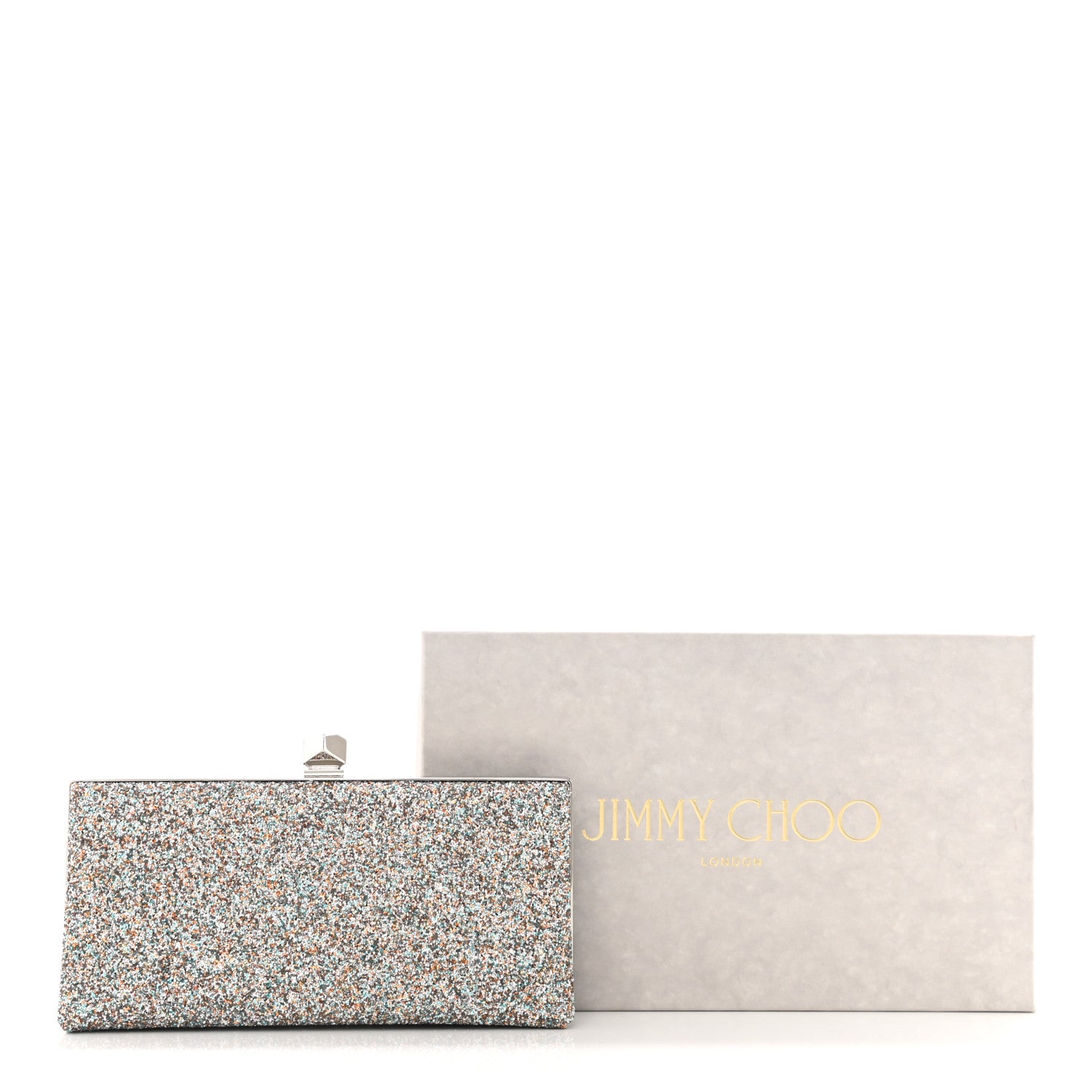 Jimmy Choo Coarse Glitter Celeste Clutch Silver Multicolor 8 of 8