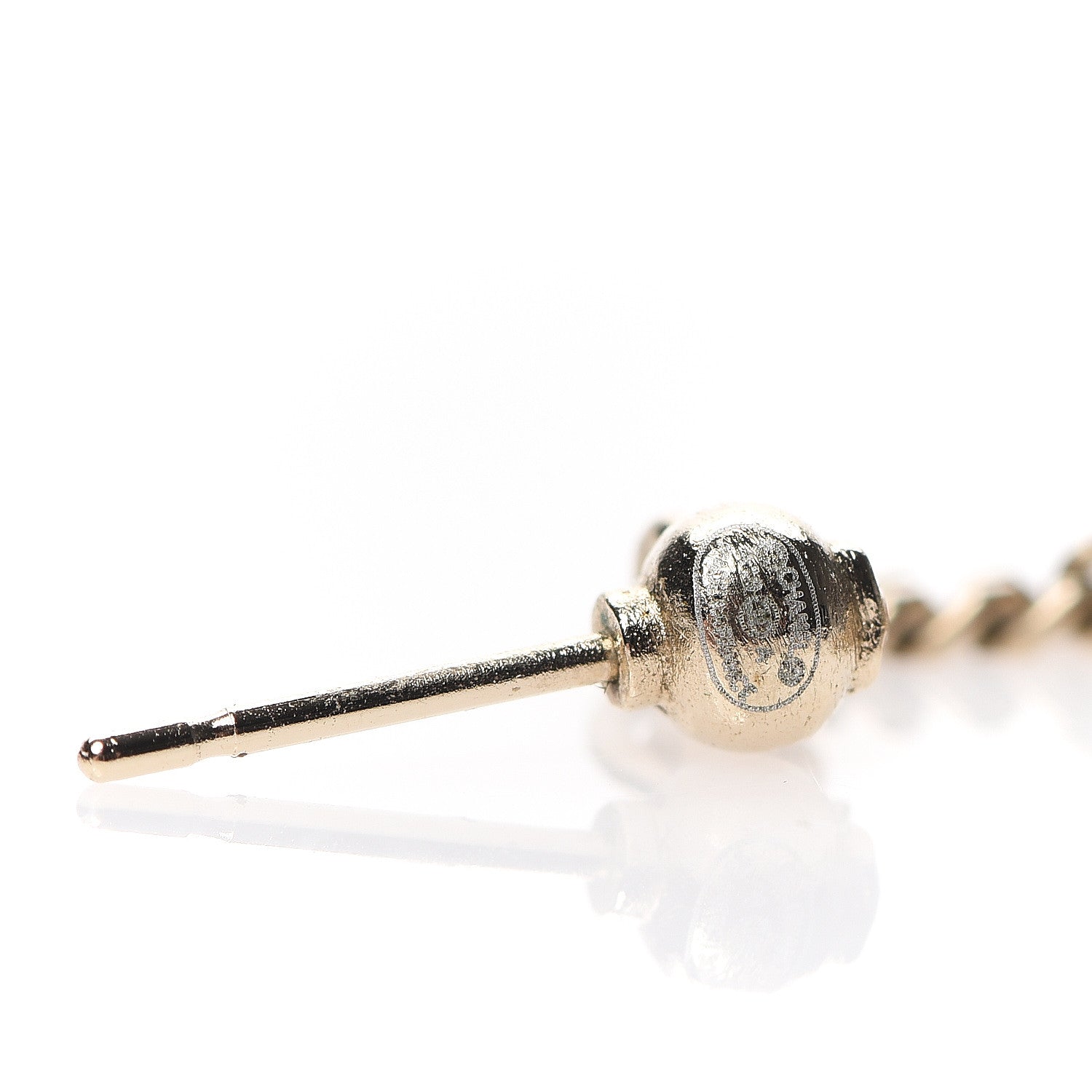 Chanel Crystal CC Drop Earrings Pink Grey Gold 4 of 5