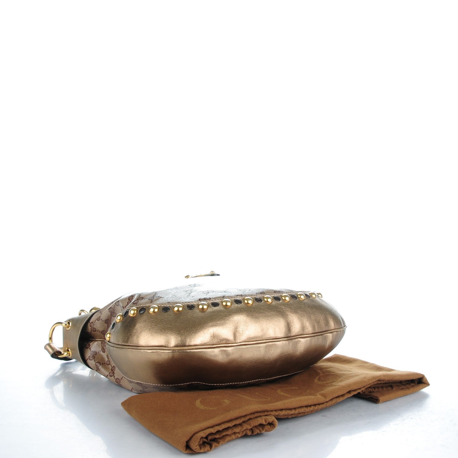 Gucci Crystal Monogram Babouska Hobo Gold 4 of 7