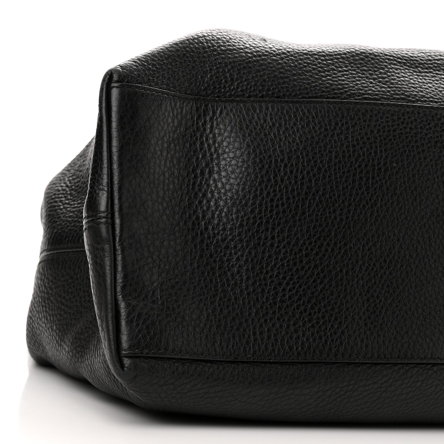Pebbled Calfskin Large Soho Chain Shoulder Bag Black