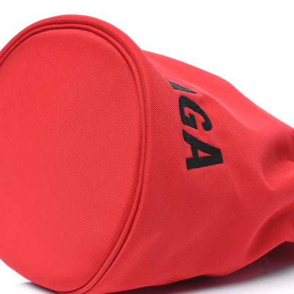 Balenciaga Recycled Sport Nylon Logo Embroidered Wheel Drawstring Bucket Bag XS Bright Red Black 10 of 11