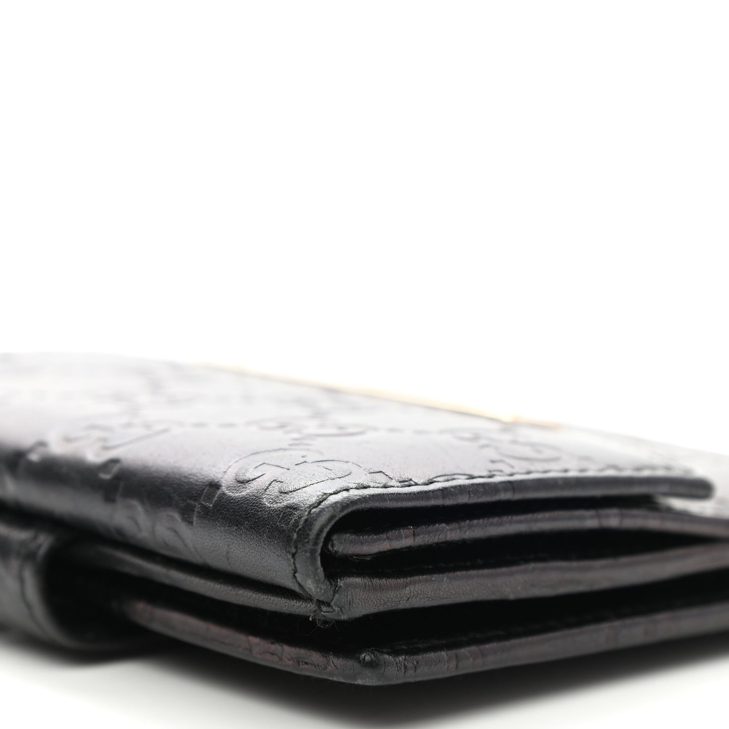 Guccissima Metal Bar French Flap Wallet Black
