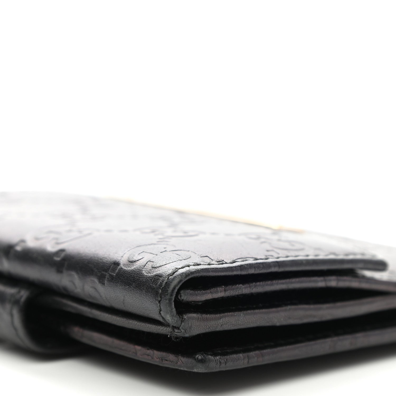 Gucci Guccissima Metal Bar French Flap Wallet Black 10 of 12