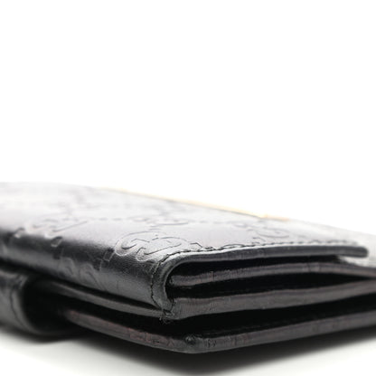 Gucci Guccissima Metal Bar French Flap Wallet Black 10 of 12