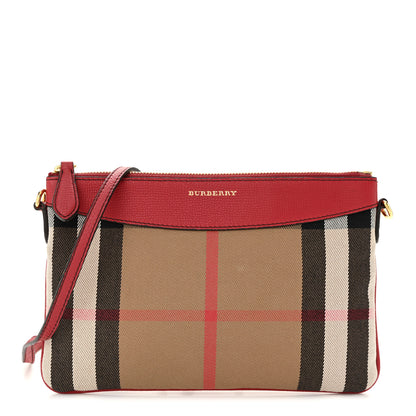 Burberry House Check Derby Peyton Crossbody Clutch Bag Red 1 of 10