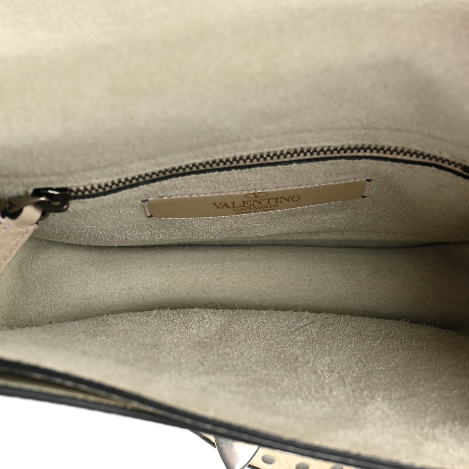 Valentino Garavani Grained Calfskin Turquoise Rockstud Rolling Flip Lock Crossbody Bag Light Ivory 5 of 14