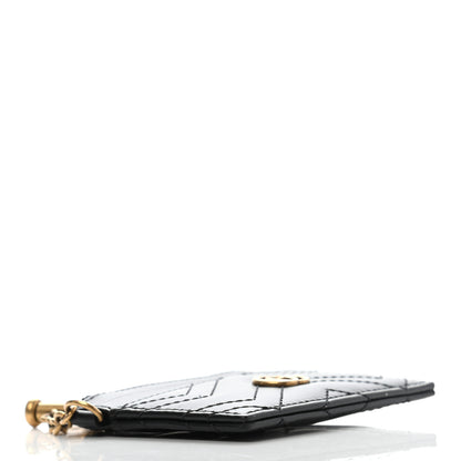 Gucci Calfskin Matelasse Chevron GG Marmont Key Case Card Holder Black 4 of 8