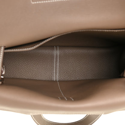 Hermes Taurillon Clemence Halzan 31 GM Etoupe 5 of 9