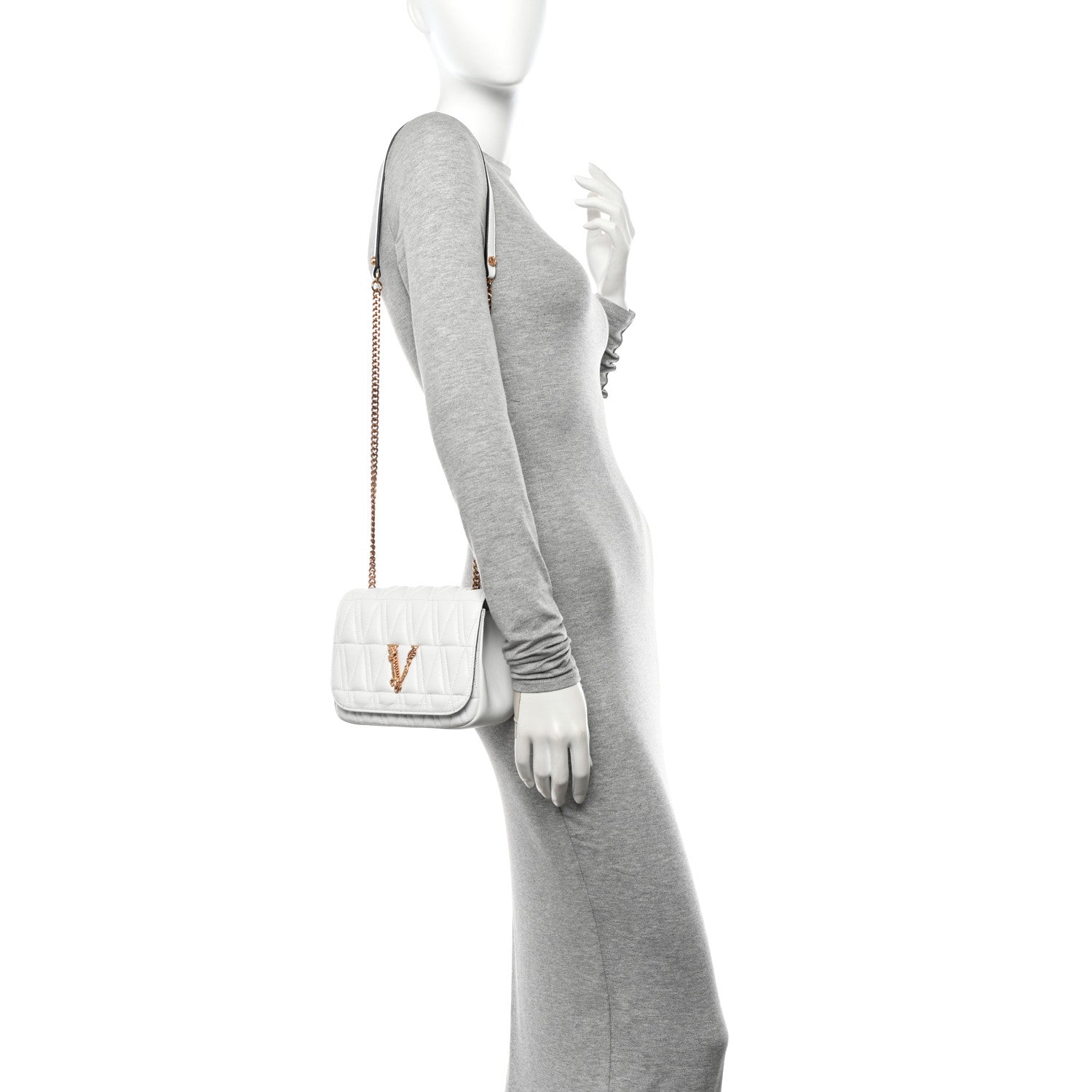 Versace Nappa Quilted Virtus Bag White 2 of 10