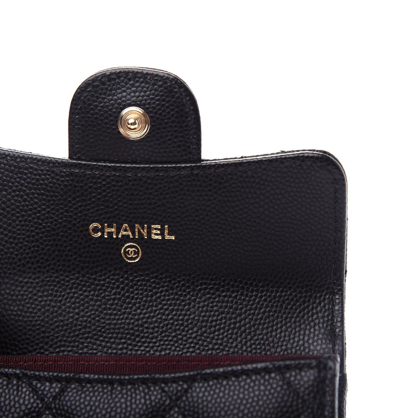 Caviar Quilted Flap Card Holder Wallet Black