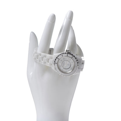 Chanel Stainless Steel Ceramic Diamond Mother of Pearl 33mm J12 Quartz Watch White 2 of 6