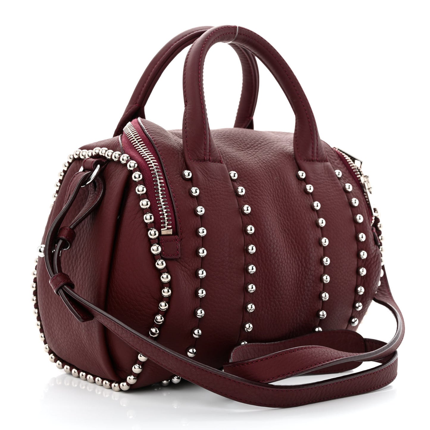 Calfskin Studded Mini Rockie Matte Beet Rodium Hardware