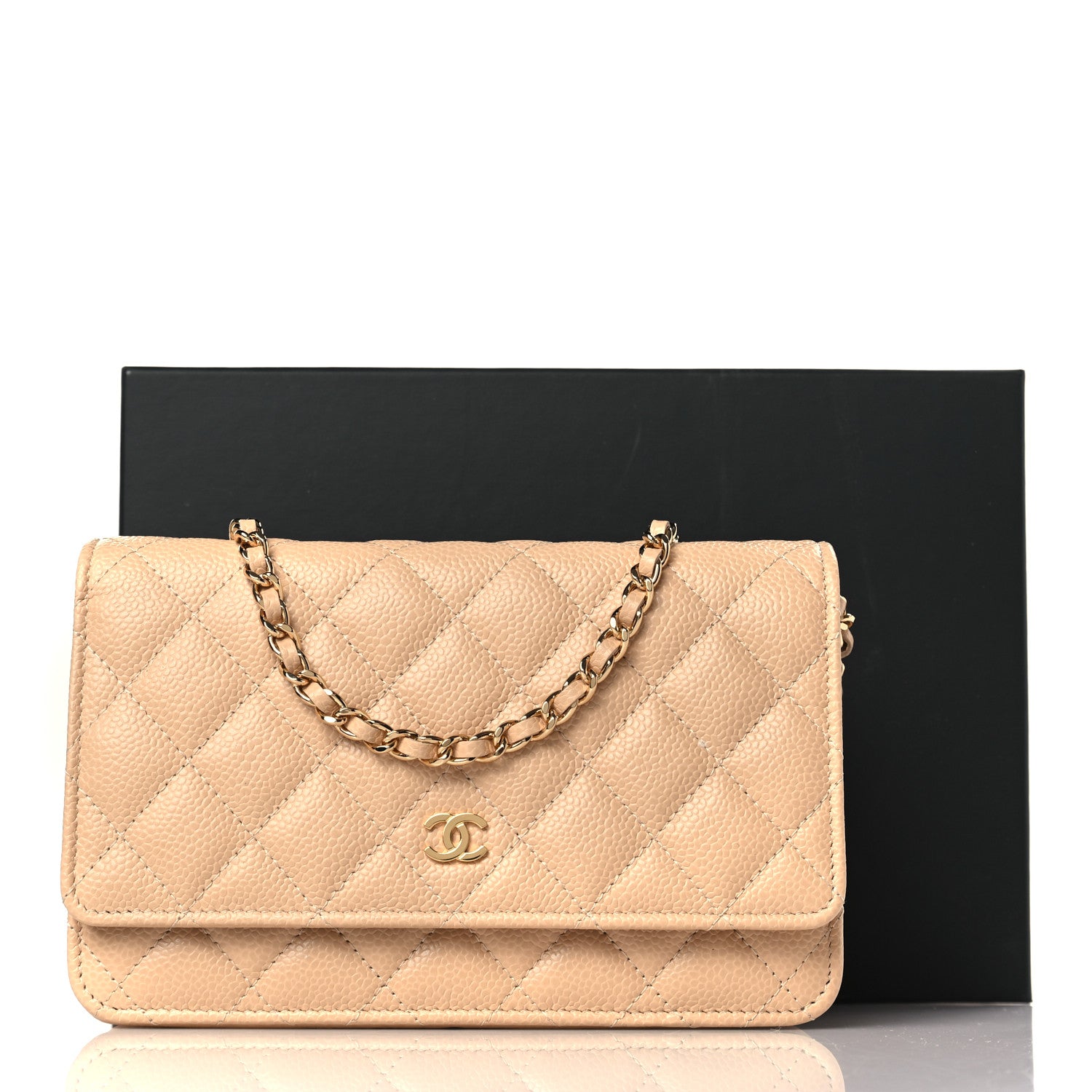 Chanel Caviar Quilted Wallet On Chain WOC Beige 10 of 10