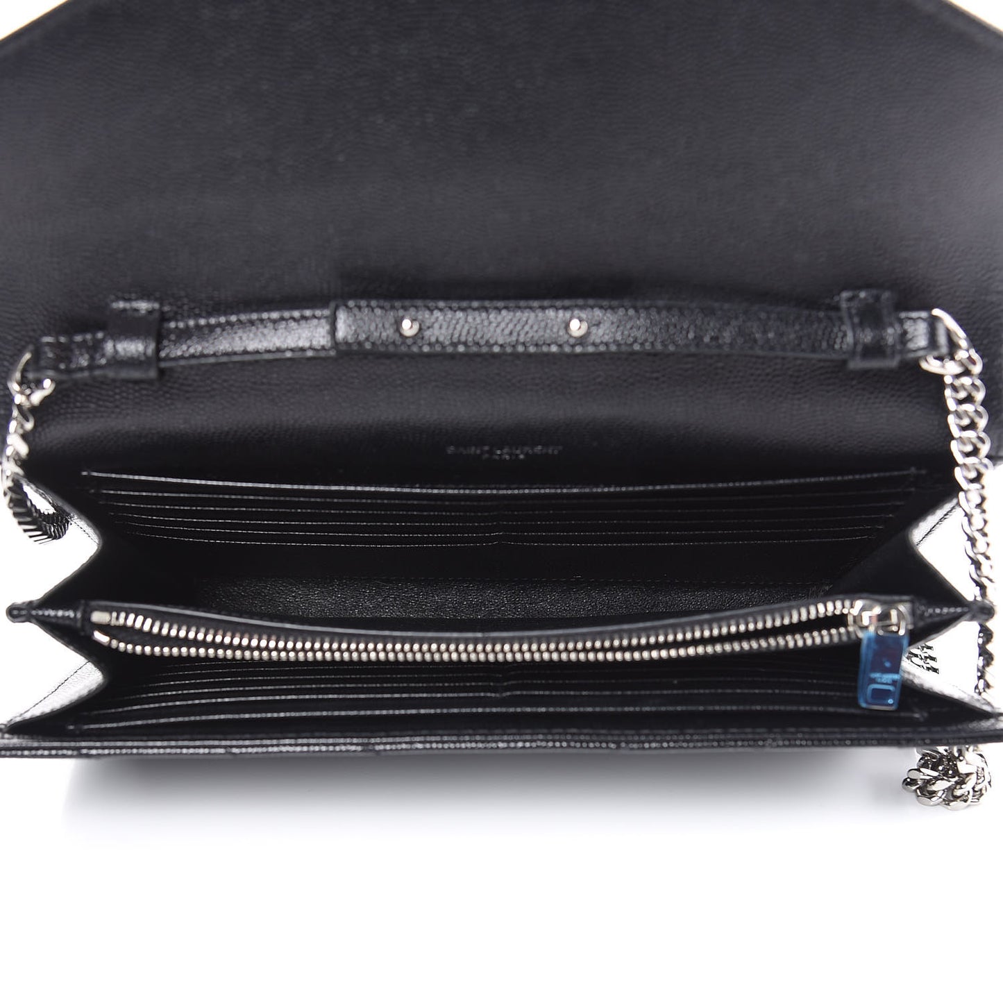 Grain De Poudre Matelasse Chevron Monogram Chain Wallet Black