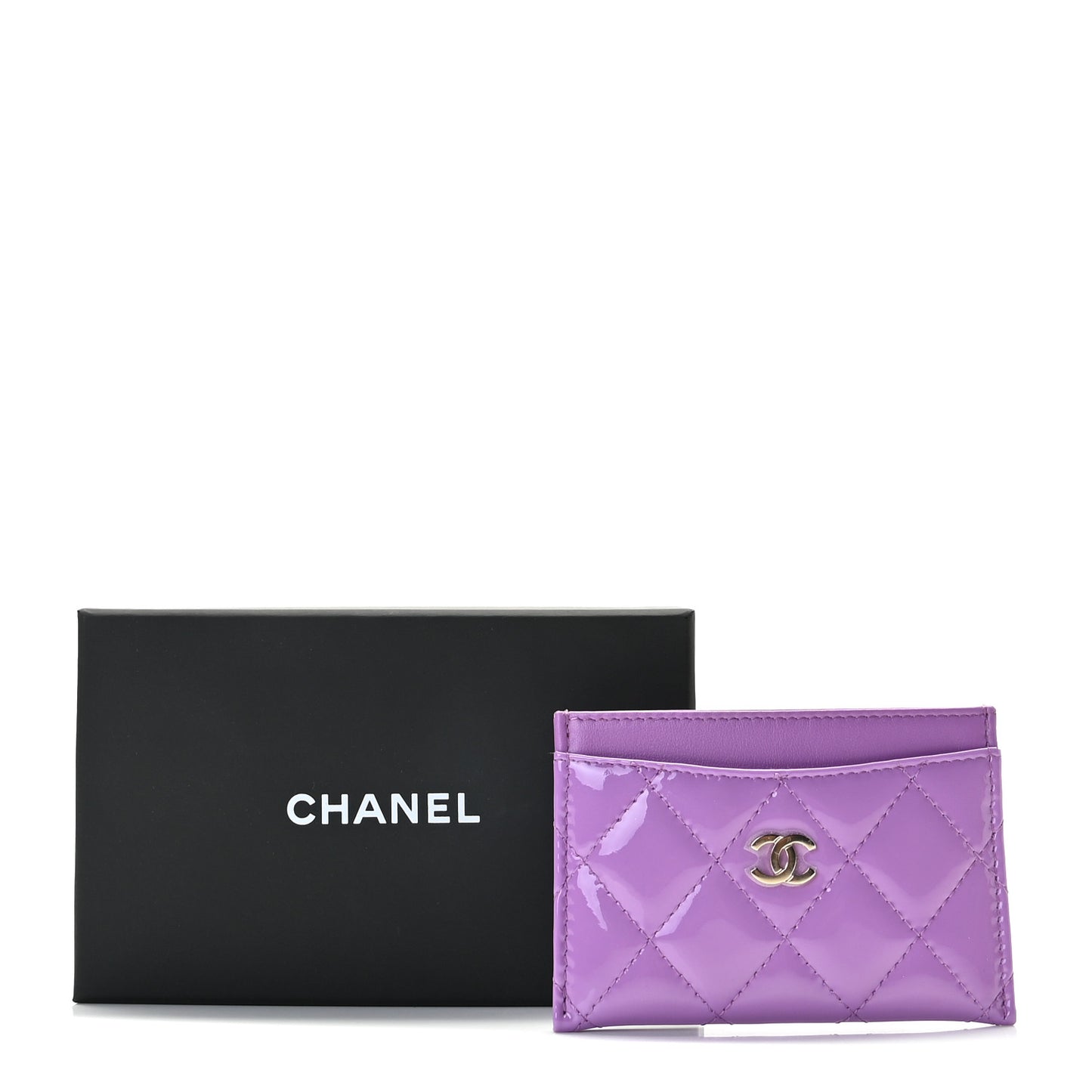 Patent Quilted Card Holder Purple