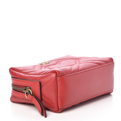 Gucci Calfskin Matelasse GG Marmont Cosmetic Case Hibiscus Red 4 of 9