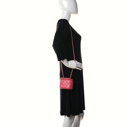 Chanel Lambskin Quilted Mini Vanity Case With Chain Dark Pink 3 of 11
