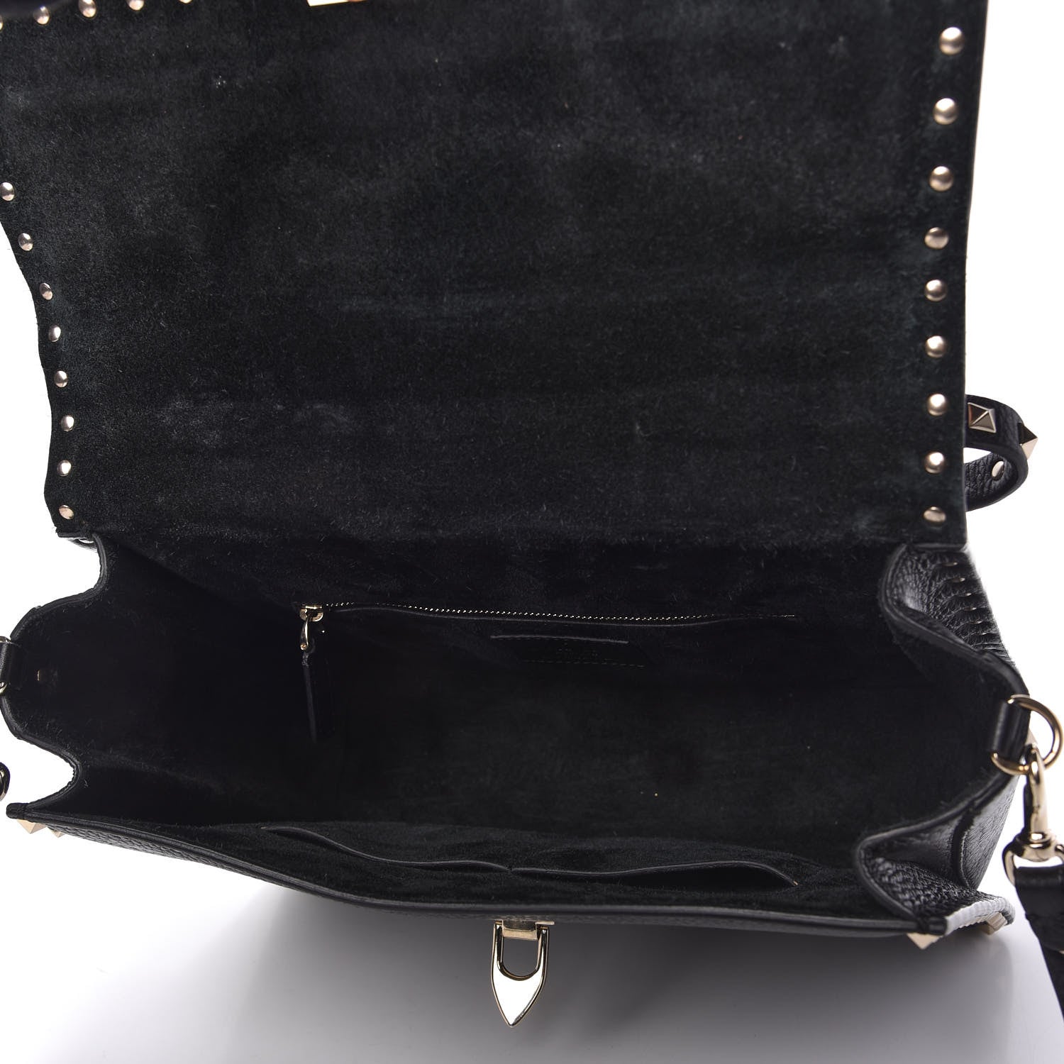 Valentino Garavani Grained Calfskin Rockstud Top Handle Flap Shoulder Bag Black 5 of 9