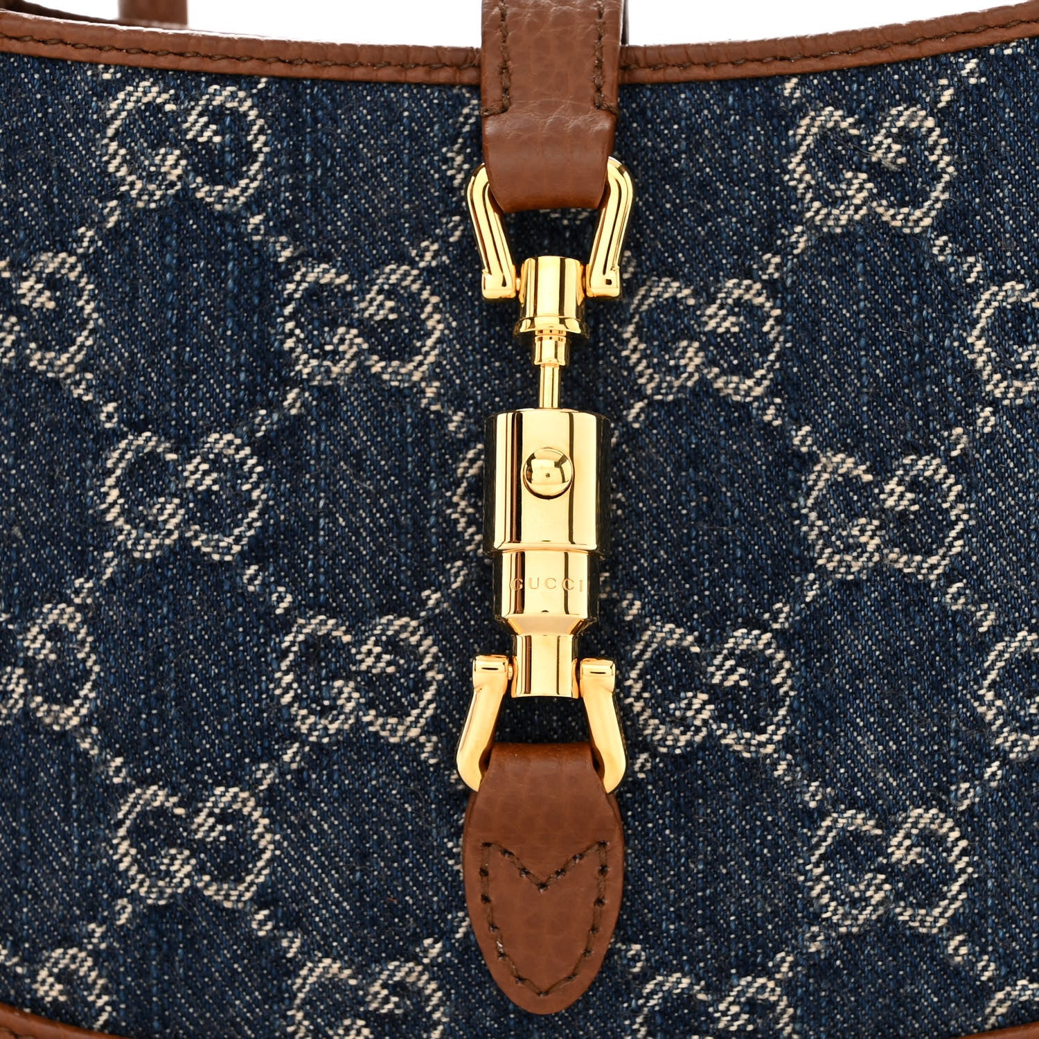 Gucci New Denim GG Monogram Calfskin Mini Jackie 1961 Hobo Blue Tea Cuir 8 of 11