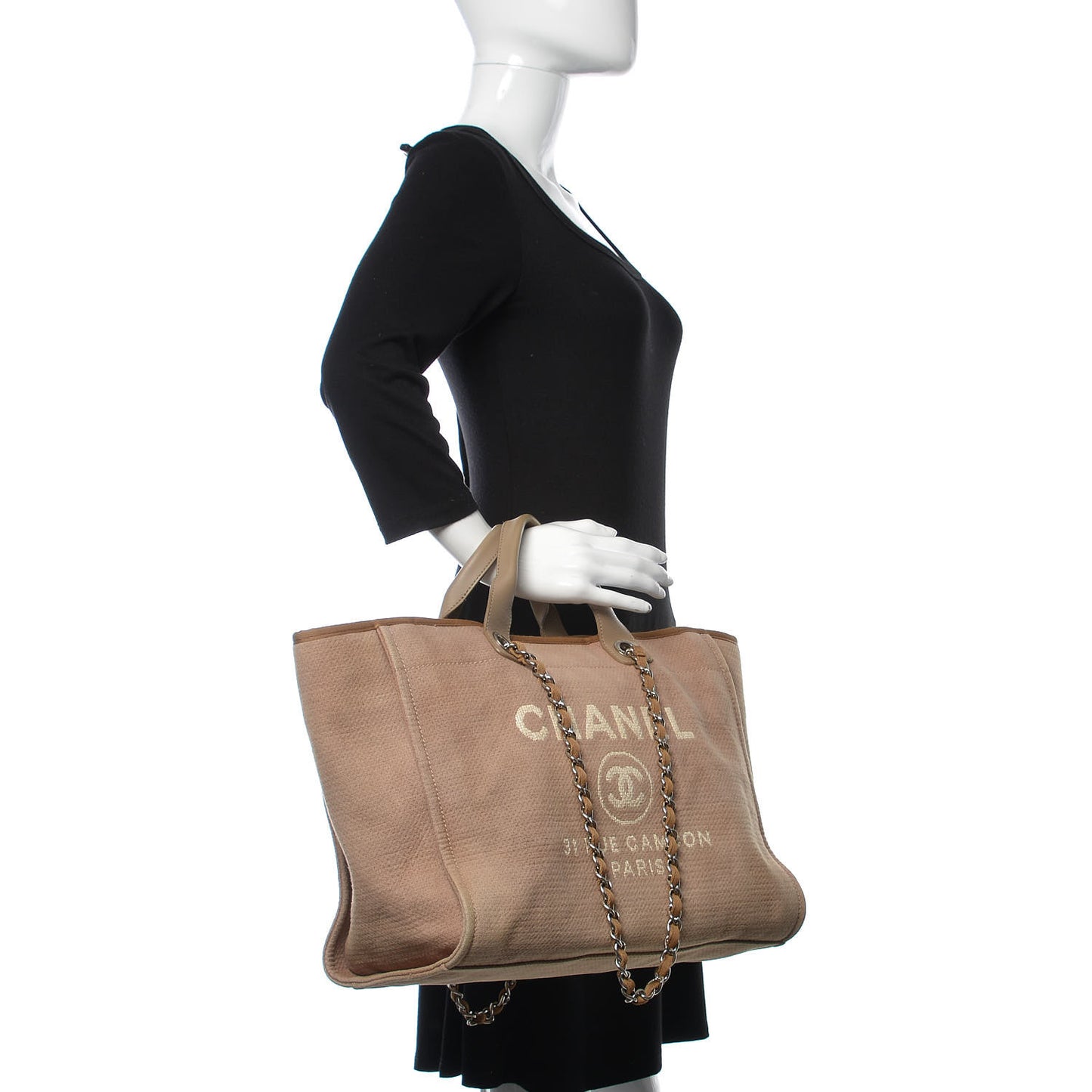 Canvas Large Deauville Tote Beige