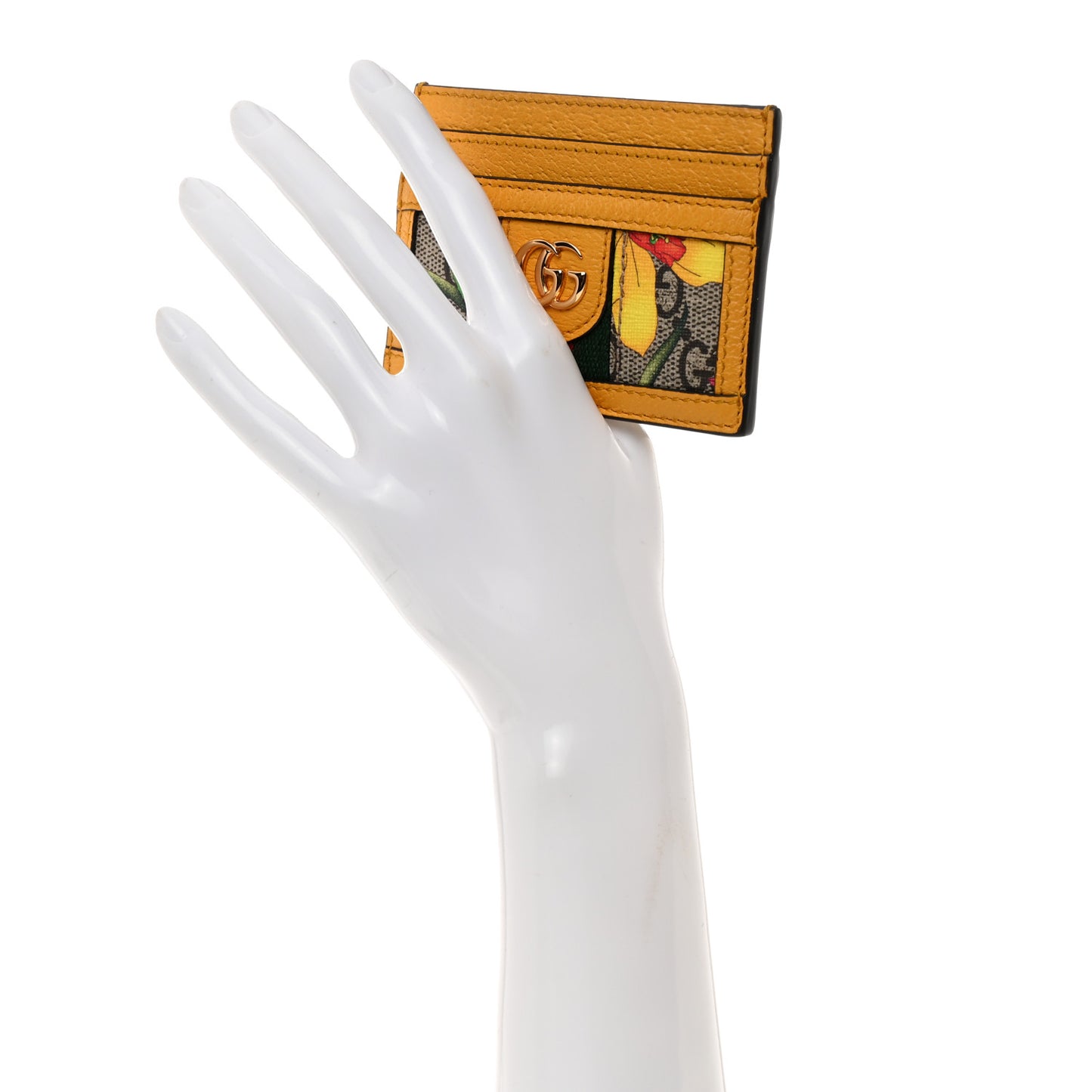 GG Supreme Monogram Flora Web Ophidia Card Holder Beige Multicolor Crop