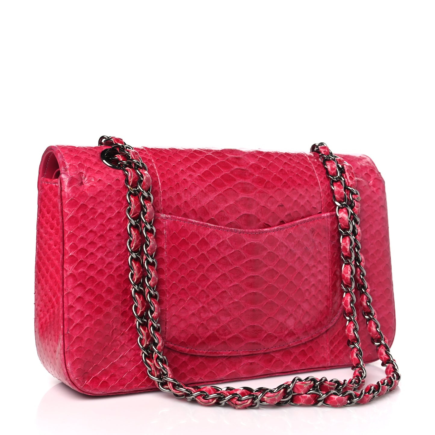 Snakeskin Medium Double Flap Pink