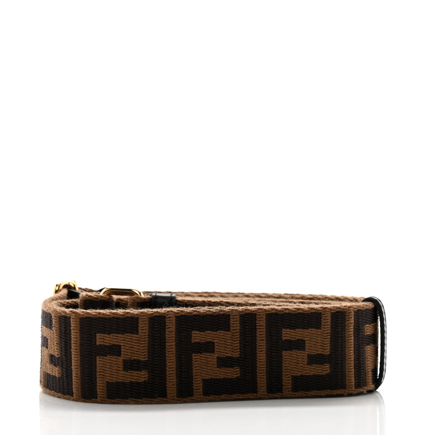 Jacquard Ribbon Vitello King FF Adjustable Strap You Fango Marrone Black
