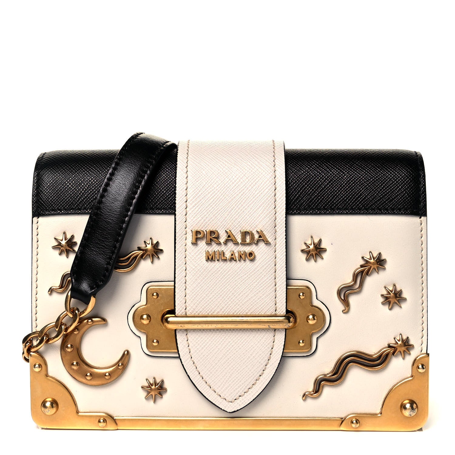 Prada City Calf Saffiano Astrology Cahier Bag Talco Black 1 of 6