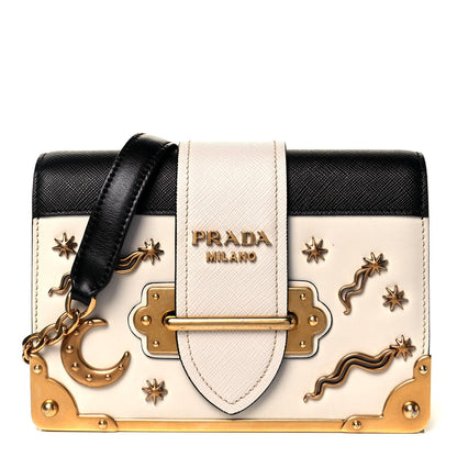 Prada City Calf Saffiano Astrology Cahier Bag Talco Black 1 of 6
