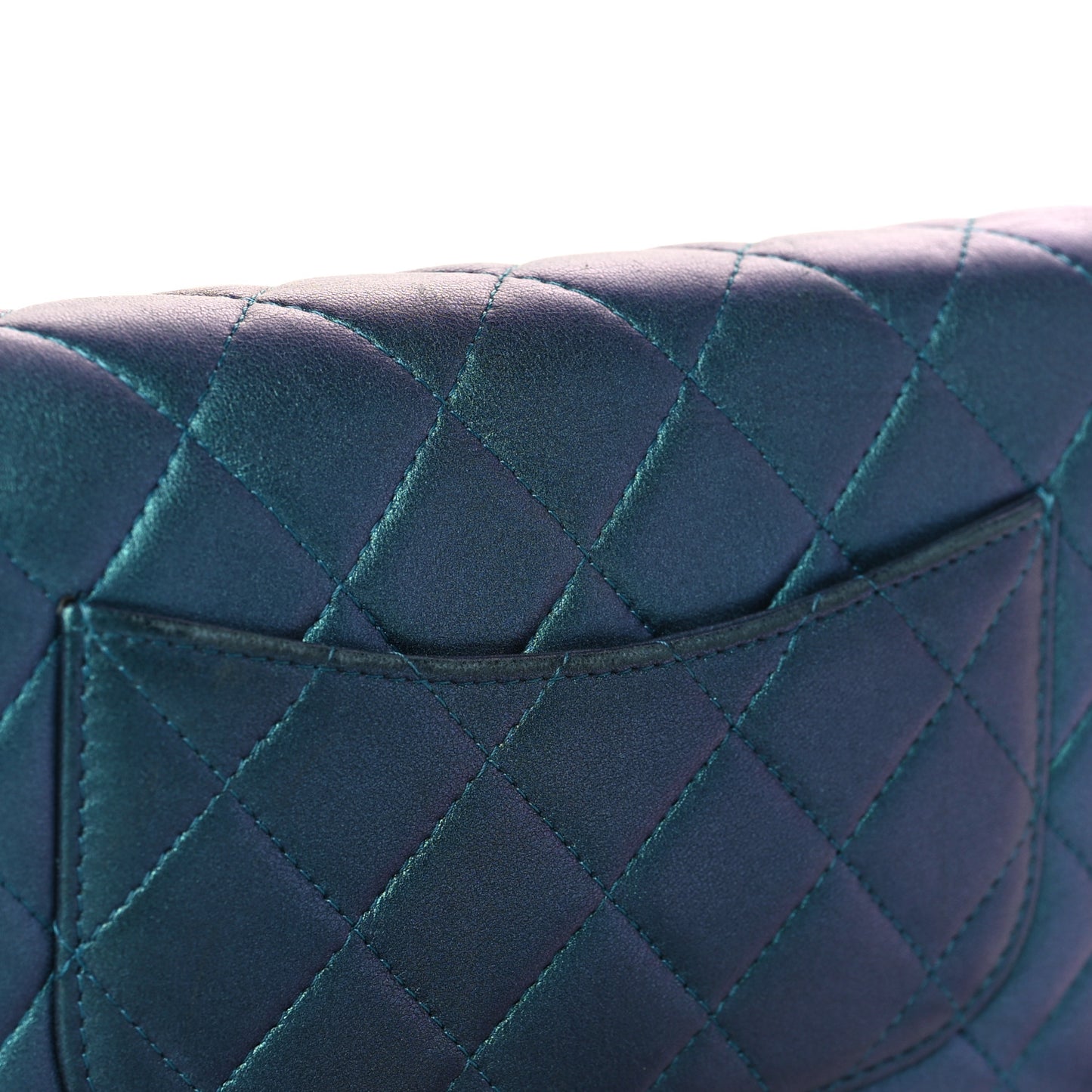 Metallic Lambskin Wallet On Chain WOC Turquoise