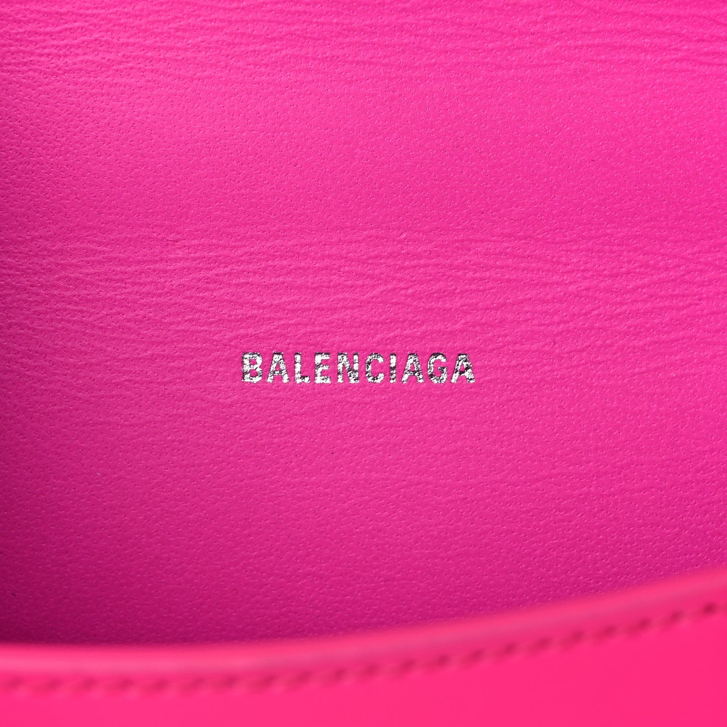Shiny Box Calfskin Tonal B Hourglass Top Handle Bag XS Fuchsia