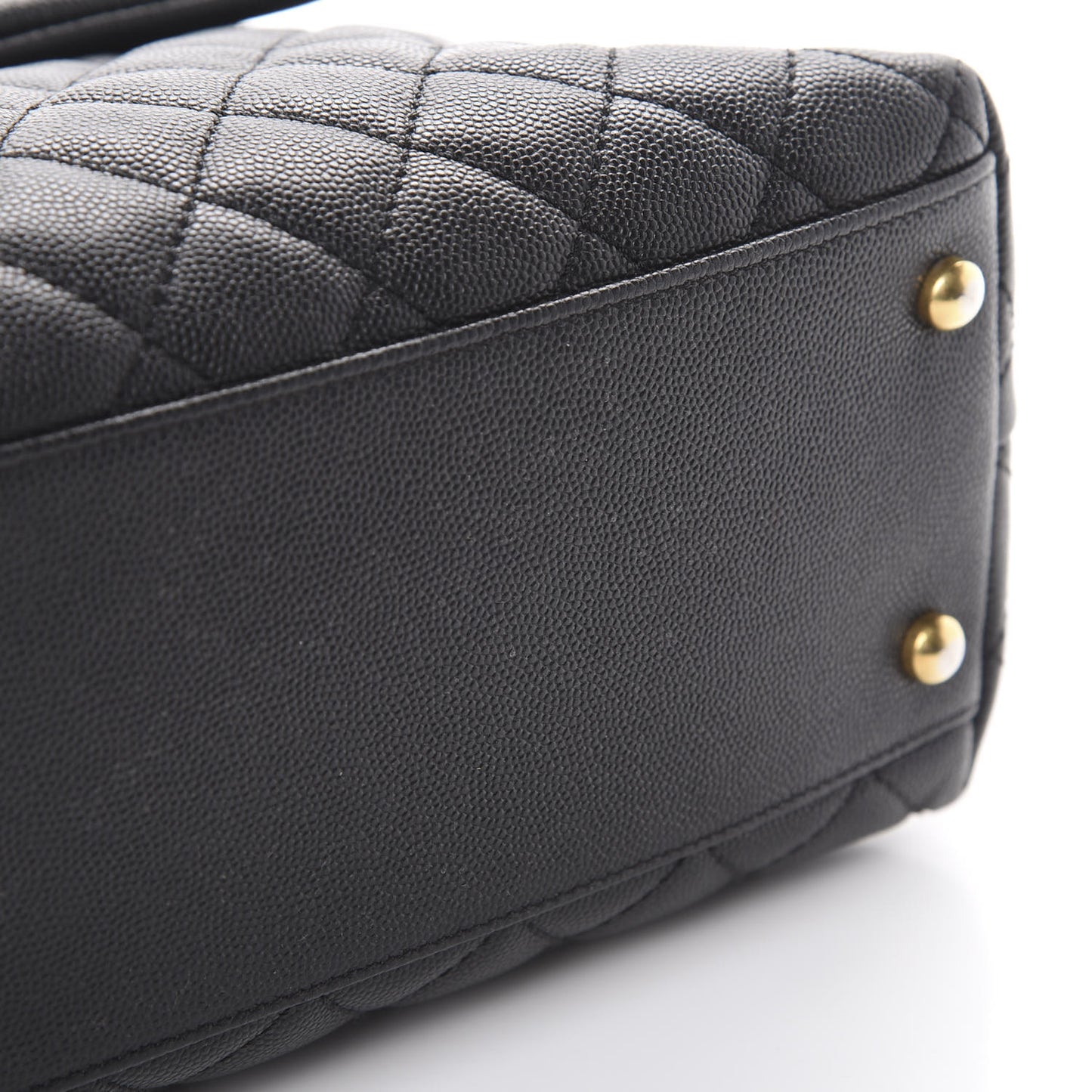 Caviar Quilted Large Coco Handle Flap Black