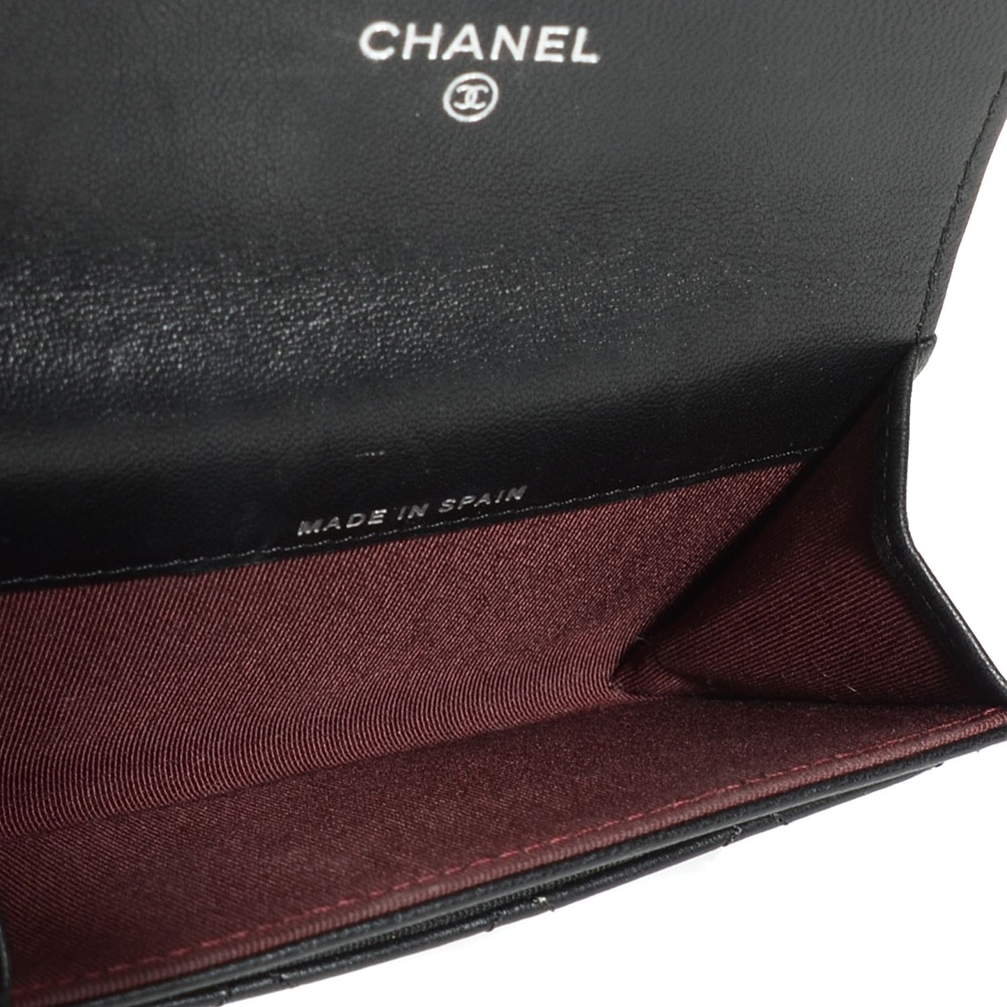 Lambskin Quilted Flap Card Holder Black