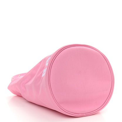 Balenciaga Recycled Sport Nylon Logo Embroidered Wheel Drawstring Bucket Bag XS Pink White 4 of 10