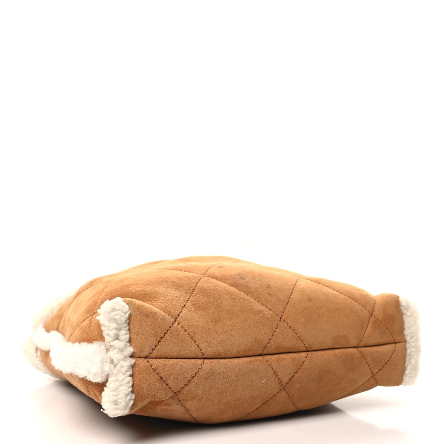 Suede Shearling Quilted Small Chanel 22 Brown White