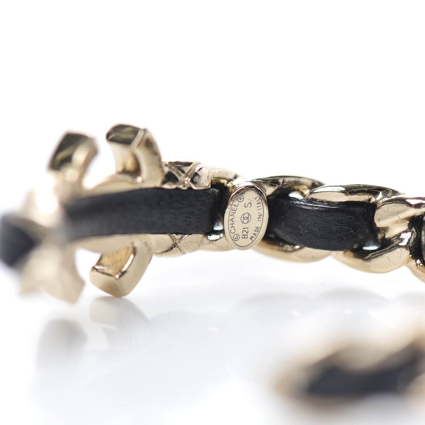 Lambskin CC Turnlock Chain Hoop Earrings Gold Black