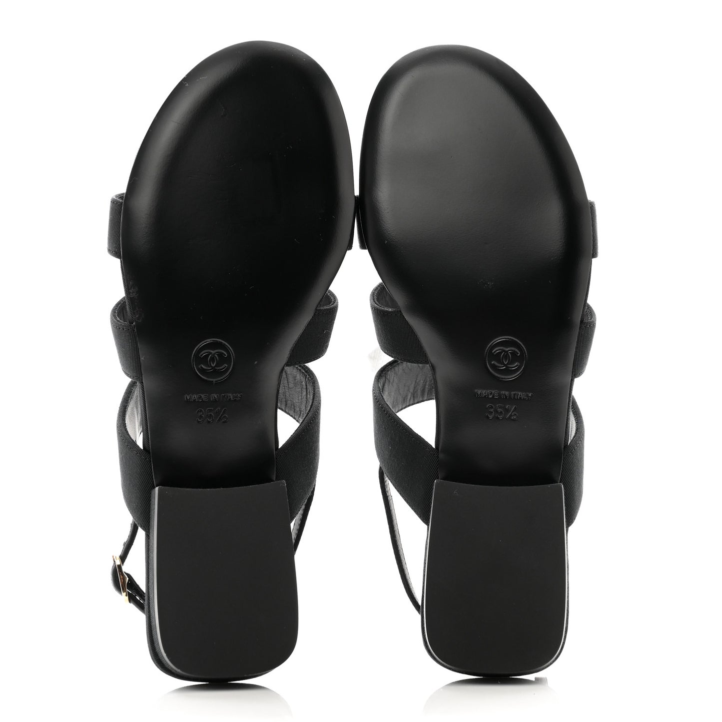 Grosgrain Chain CC Logo Bow Sandals 35.5 Black