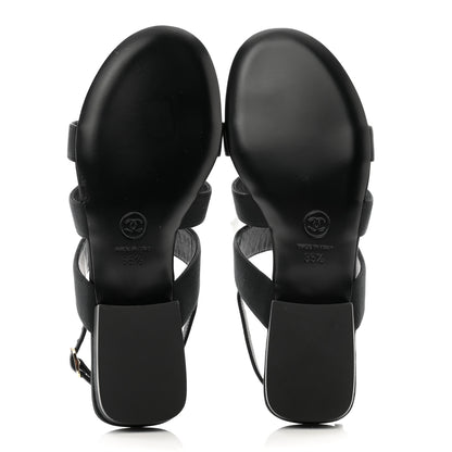 Chanel Grosgrain Chain CC Logo Bow Sandals 35.5 Black 5 of 13