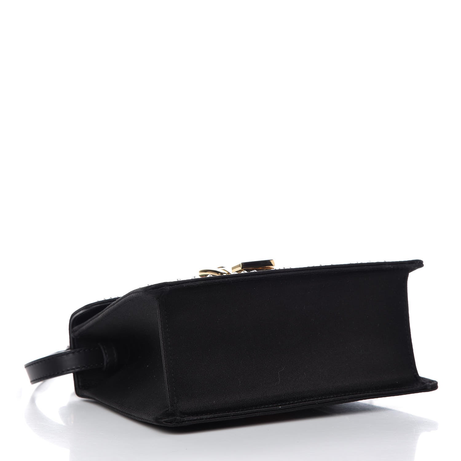 Gucci Satin Crystal Mini Sylvie Top Handle Bag Black 4 of 8