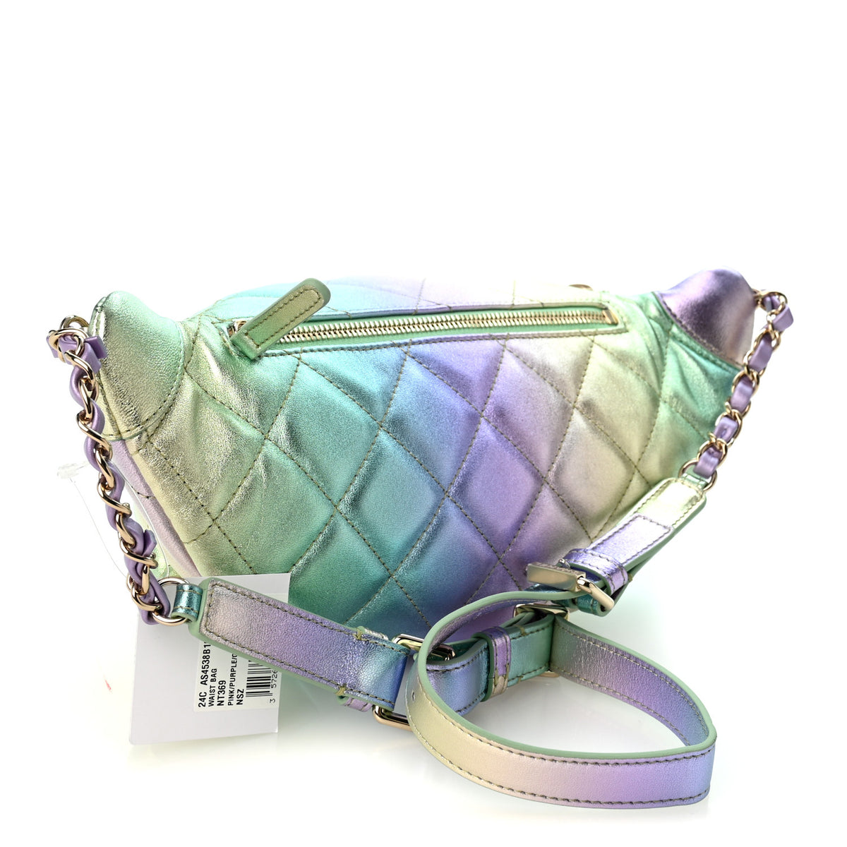 Chanel Gradient Metallic Lambskin Quilted Walking Mood Waist Bag Fanny Pack Pink Purple Green 2 of 9