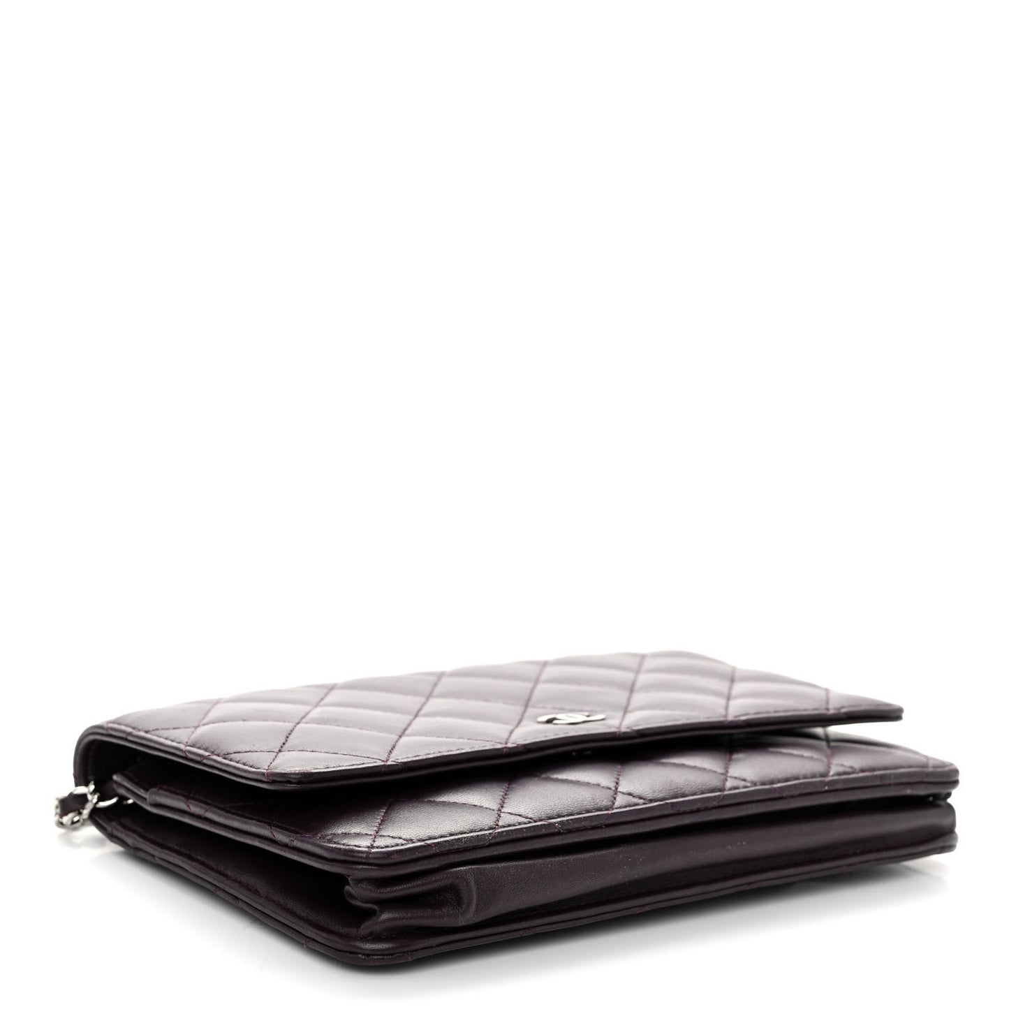 Lambskin Quilted Wallet On Chain WOC Purple