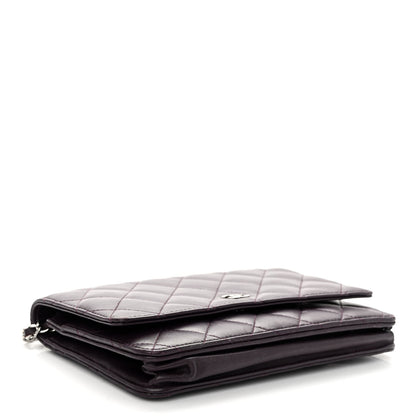 Chanel Lambskin Quilted Wallet On Chain WOC Purple 7 of 23