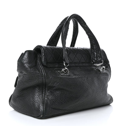 Chanel Distressed Lambskin Quilted Le Marais Front Pocket Bowling Bag Black 3 of 10