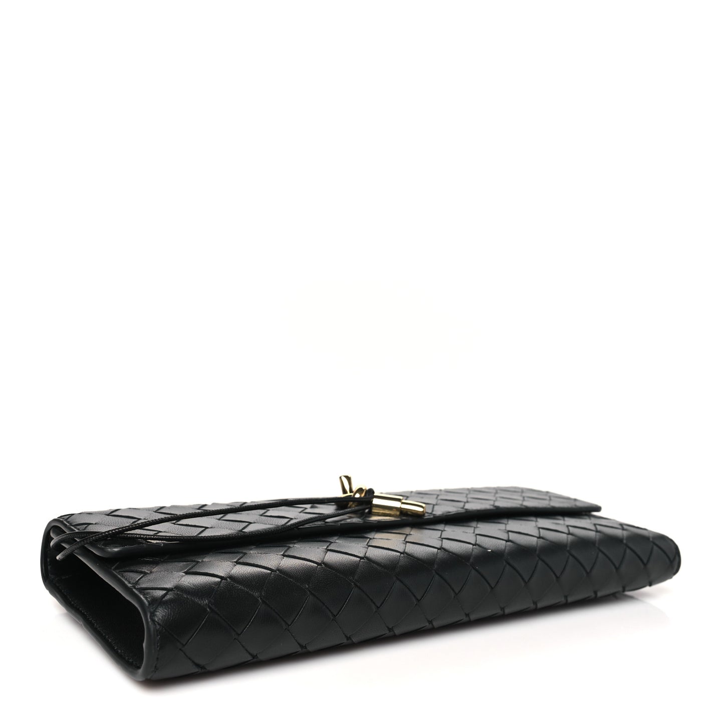 Nappa Intrecciato Long Andiamo Top Handle Clutch Black