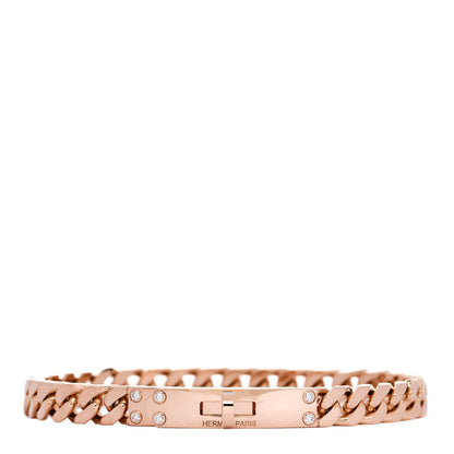 Hermes 18K Rose Gold Diamond PM Kelly Chaine Bracelet LG 1 of 4
