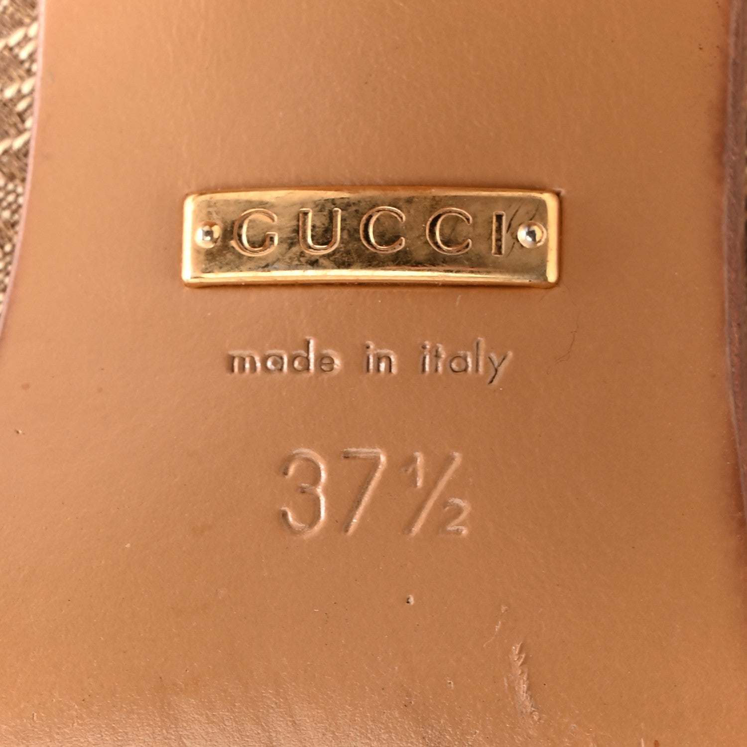 Gucci Monogram Malaga Kid Lisa Mid Heel Boots 37.5 Beige Ebony 7 of 10