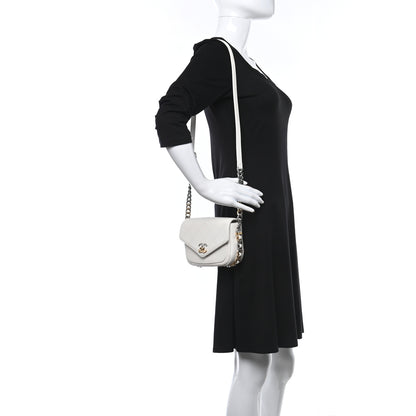 Chanel Calfskin Stitched Small Precious Union Flap Bag White 2 of 9